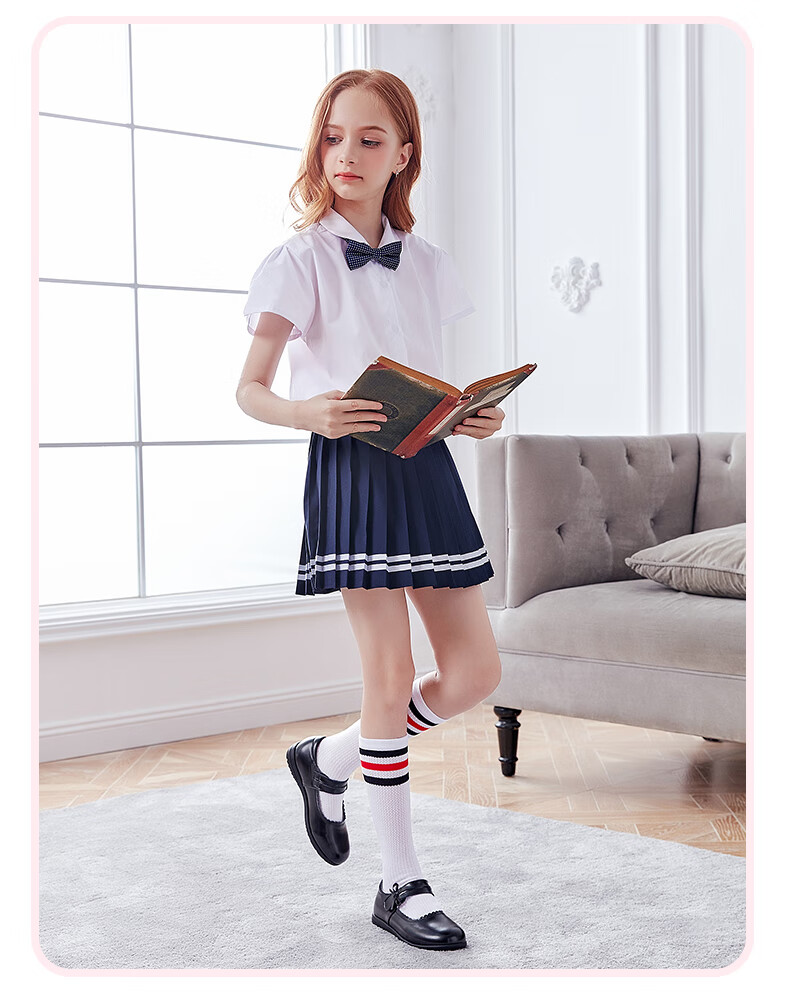 南极人官方女童长筒袜儿童小学生礼服白袜中筒幼儿宝宝黑白校服袜足球