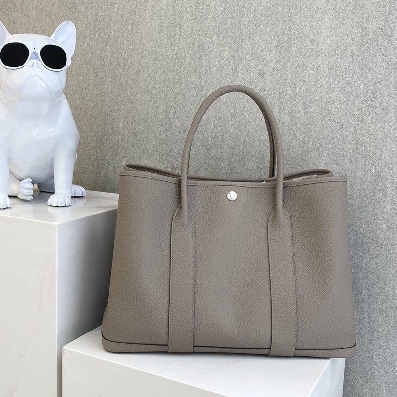 party36 花园包 女士手提包 爱马仕女包 奶油白帆布拼皮 d刻