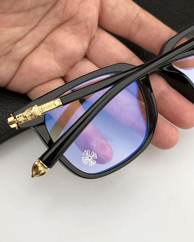 御恋王者克罗心眼镜框男同款文艺复古透明大框板材眼镜架 透明金