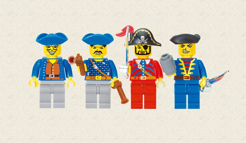 启蒙积木儿童拼装海盗船玩具男孩子拼插小颗粒模型拼图 虎鲨号(417