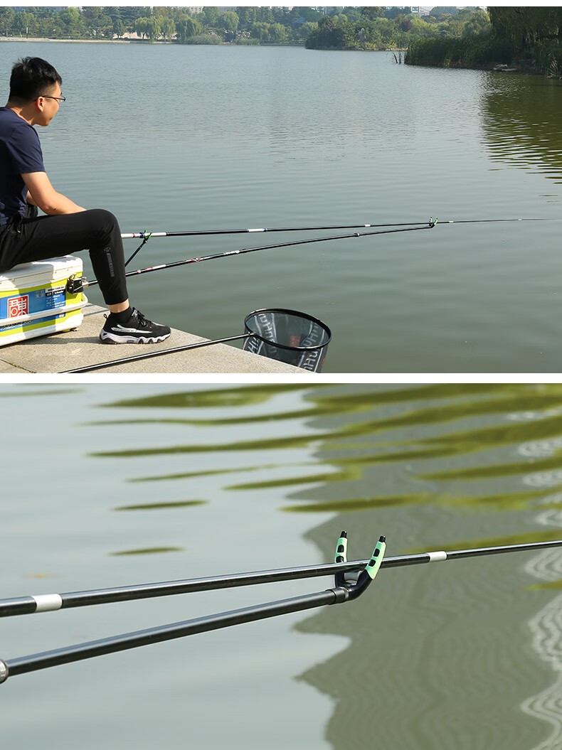 洪湖渔人鱼竿炮台碳素支架超轻超硬钓鱼架杆竞技大物钓箱钓椅炮台竿架