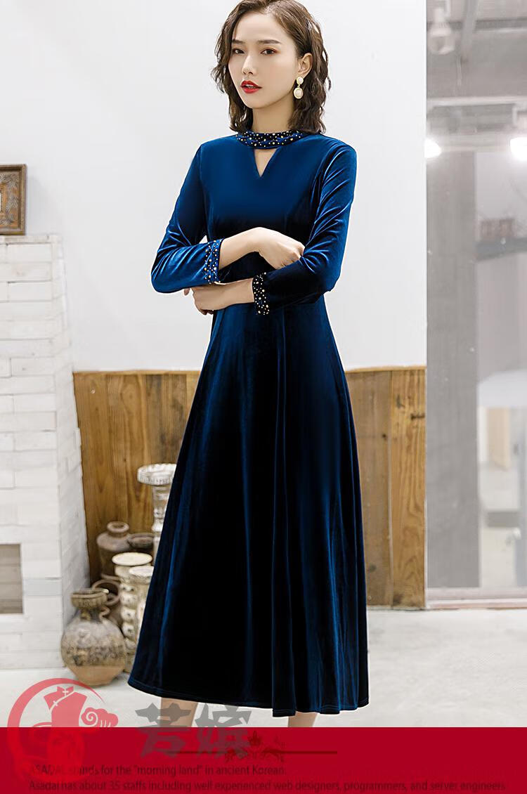 【秋冬新品】结婚婆婆妈妈服装冬季婚礼晚礼服加绒连衣裙年轻母亲喜宴