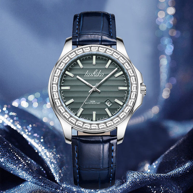 男表海洋之心剑鱼商务机械表001新款男士手表带日历 001蓝带 银壳单表