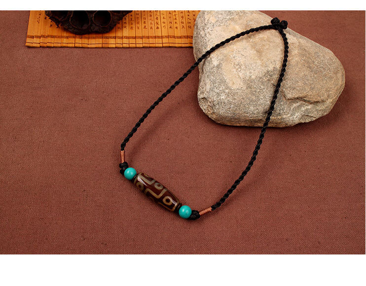 西藏玛瑙天珠横穿挂脖锁骨链 手工编织男女款项链简约饰品吊坠可调