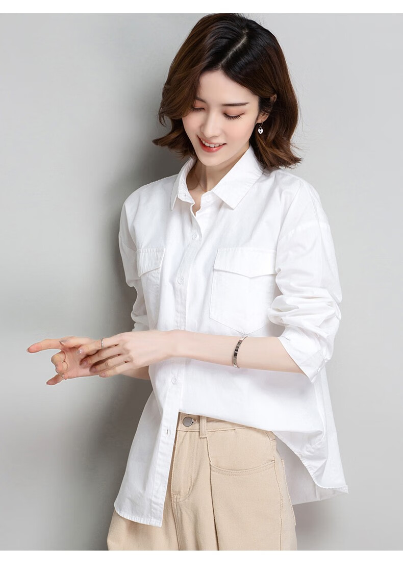 梵乔希品牌衬衫女士春季韩版宽松纯色洋气休闲百搭长袖上衣时尚外套