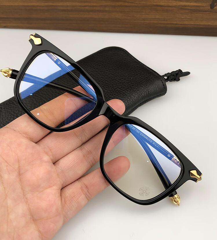 御恋王者克罗心眼镜框男同款文艺复古透明大框板材眼镜架 透明金