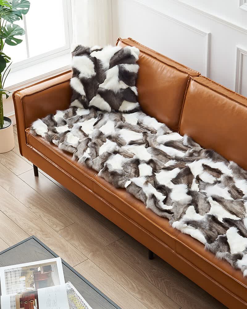 澳尊轻奢皮草装饰地毯芬兰狐狸毛皮卧室皮草地毯 fox mix 自然色 50*