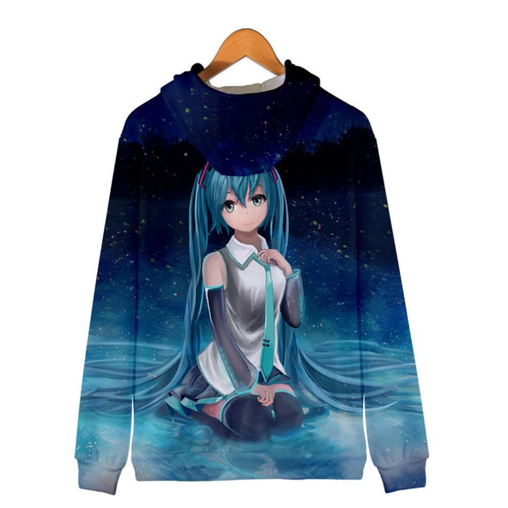 初音未来衣服 热门动漫 初音未来 3d数码彩印个性拉链连帽卫衣 k xs