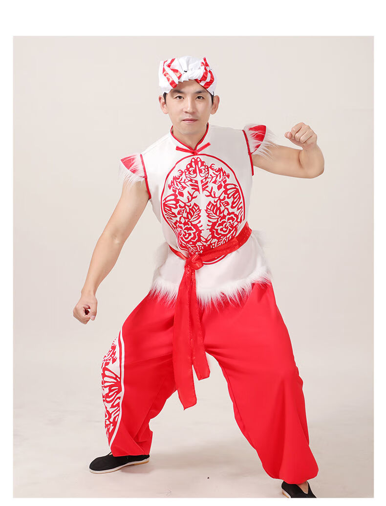 传统安塞腰鼓服装陕北民族风陕西男女成人服秧歌服阿宝打鼓演出服2020