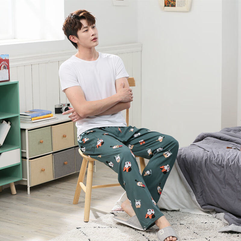 男生睡裤春秋季休闲宽松大码薄款起居裤可外出穿男式家居裤加肥加大
