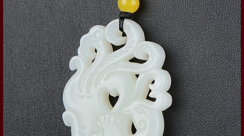 kk宝钰送证书新疆和田玉白玉镂空精雕凤凰吊坠凤凰涅盘挂件45x32x8mm