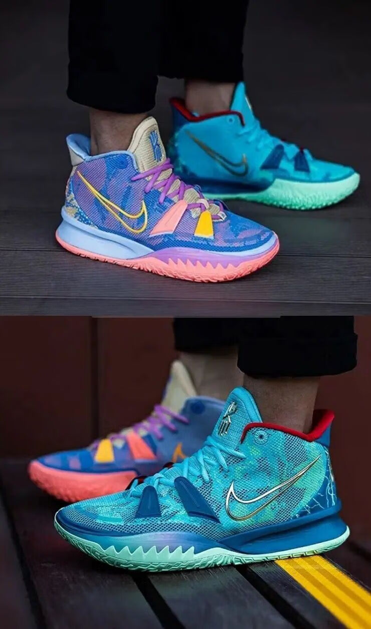 欧文7代鸳鸯篮球鞋德鲁大叔5代男女气垫运动球鞋詹姆斯12高 低帮冰蓝