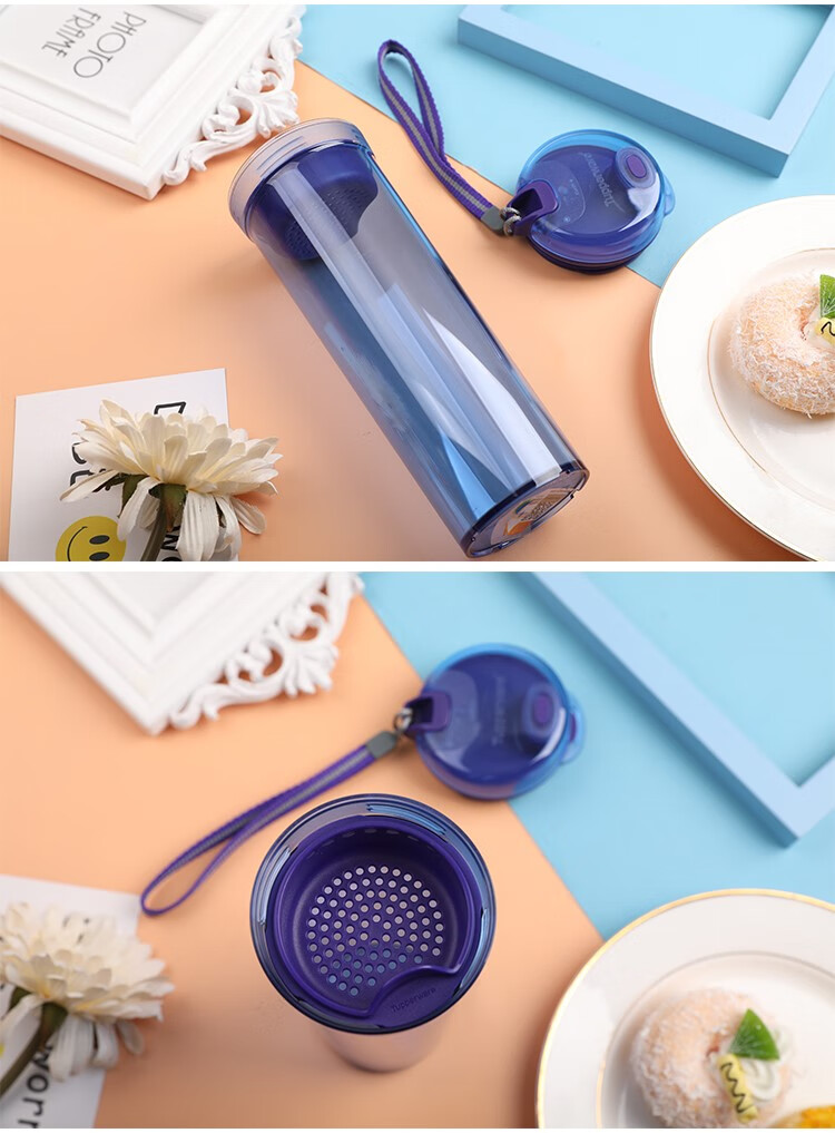 特百惠600ml晶彩max水杯大容量官方随手杯子官网晶彩600ml奶茶棕带