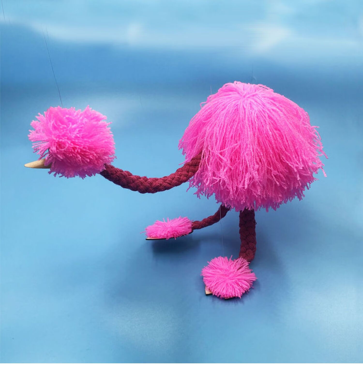 60提线木偶鸵鸟搞笑创意拉线木偶娃娃新奇特玩具提线玩偶礼品玫红色