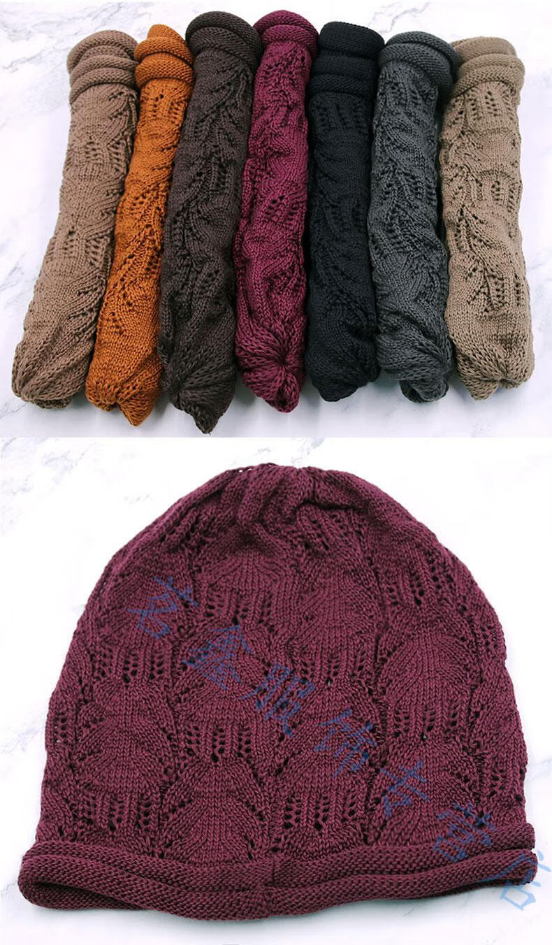 新款秋冬季女士中老年人帽子妈妈妇女婆婆钩花卷边大码头巾帽包头毛线