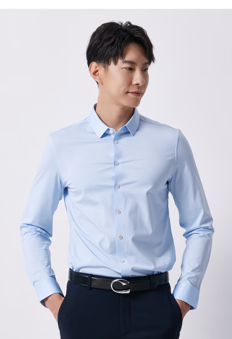 degrezero微奢零度四季款职场商务休闲男士长袖衬衫天然免熨烫白领