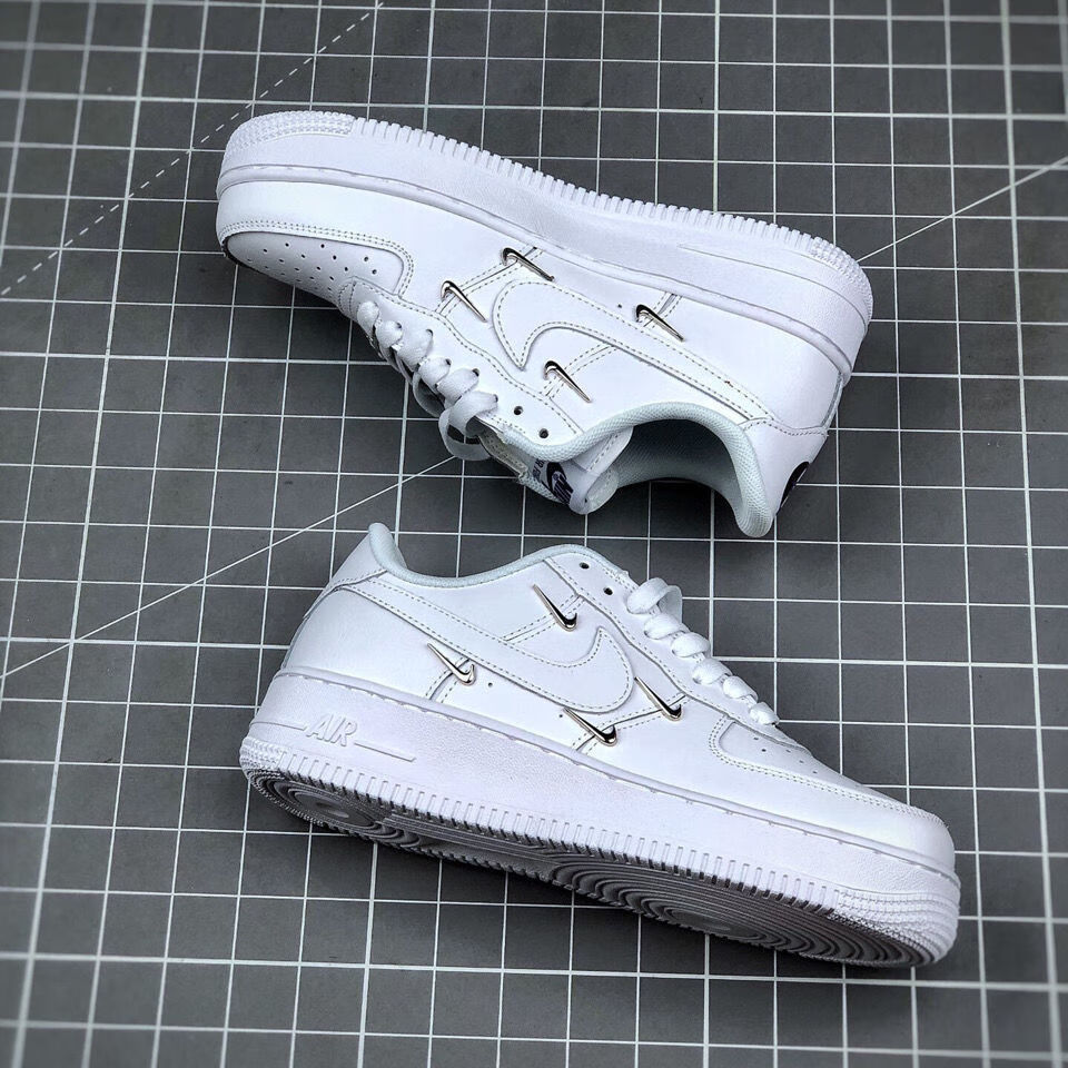 纯原正版1af1泫雅同款空军一号白蓝四勾小钩钩板鞋白蓝四勾小钩色36