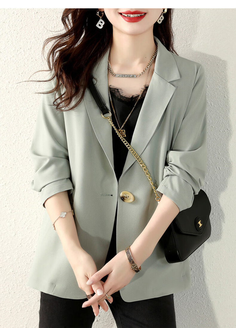 伊萱怡女装西装外套女2022初秋小西装女短款春秋薄款西服 柠檬黄