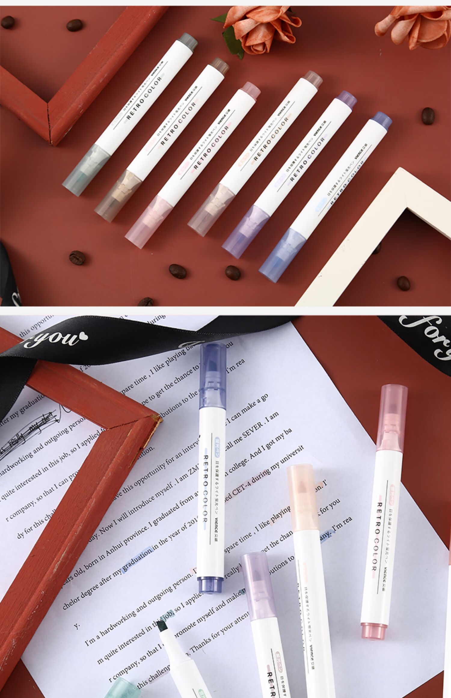 钻兆护眼色荧光笔套装可爱少女心大容量荧光标记笔甜系盐系6色记号笔