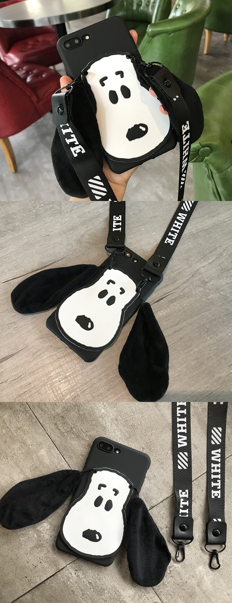 蔡敏敏oppor17手机壳保护外套r15x创意可爱带耳朵r17pro斜挎挂绳小