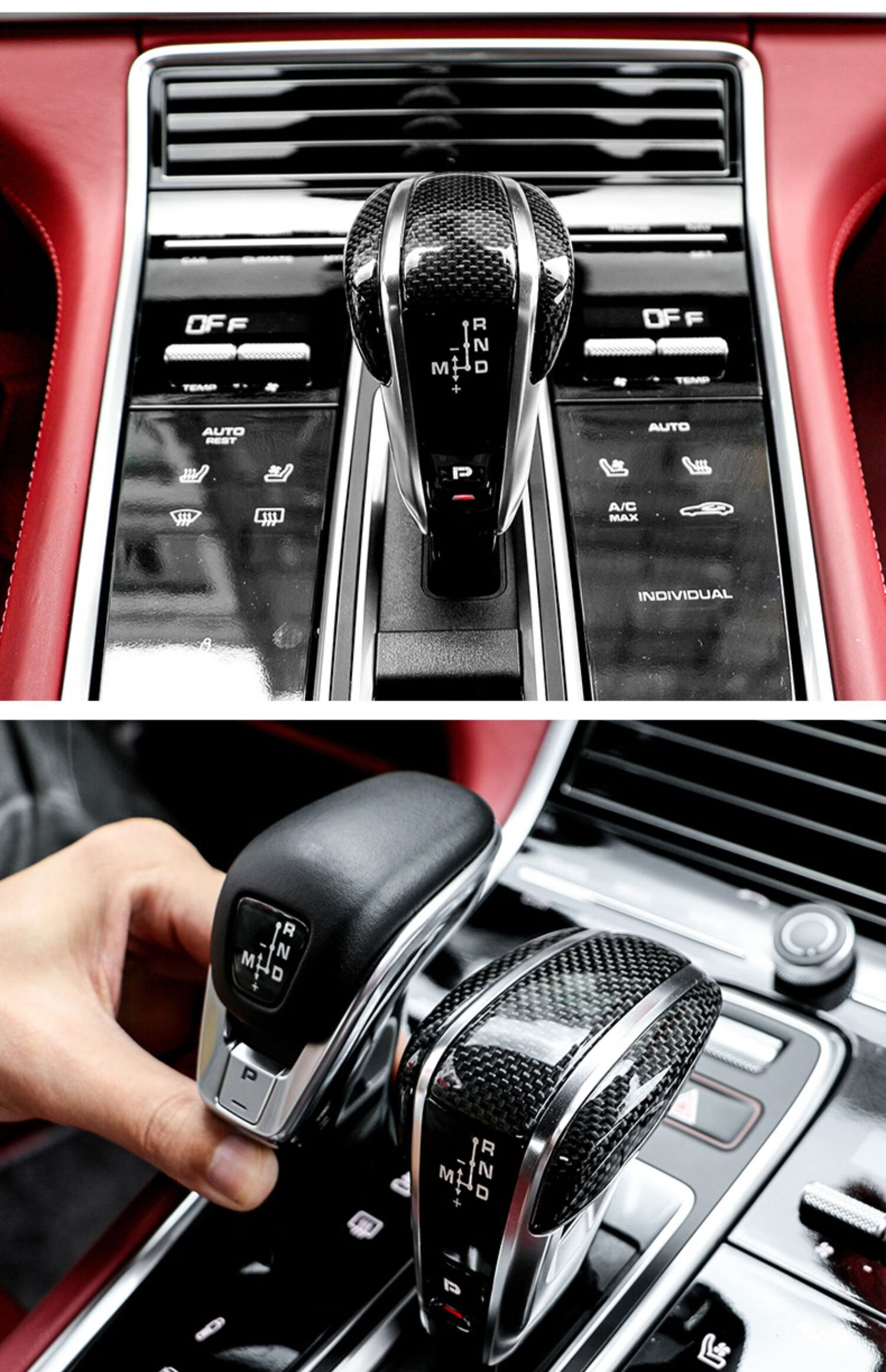 专用于保时捷新卡宴panamera971排挡杆改装饰内饰碳纤维飞机档把1820