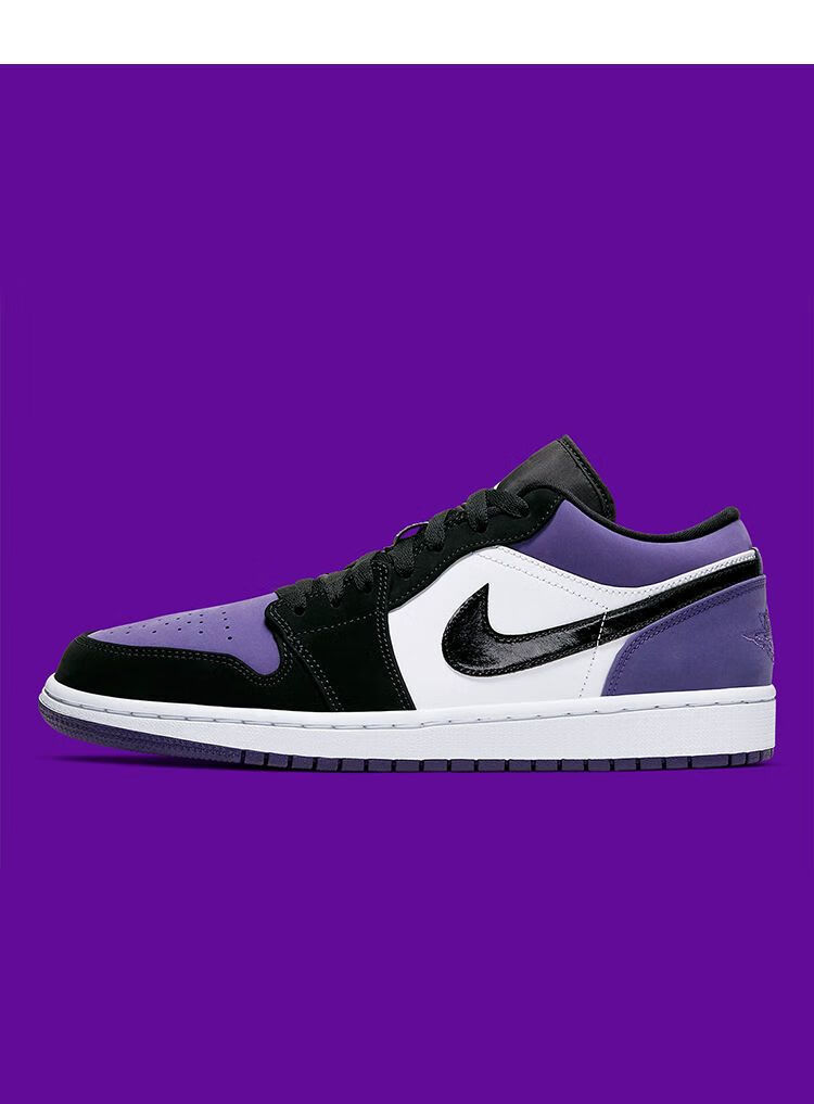 耐克休闲运动跑步鞋子aj1low黑紫脚趾黑紫葡萄低帮篮球鞋男女同款