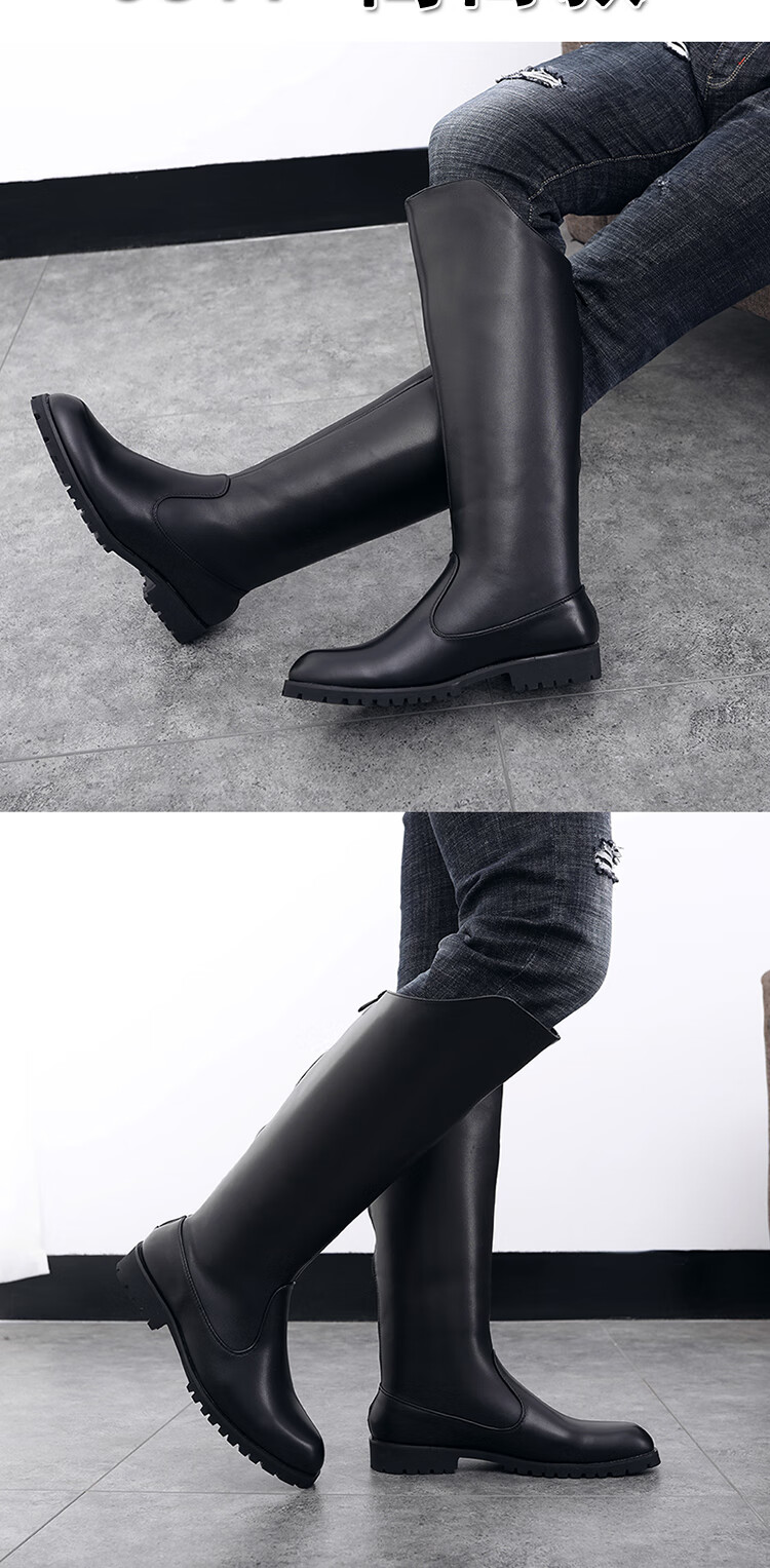 马靴男马术靴男士夏季透气过膝高帮靴牛仔靴高筒靴士皮靴子英伦长筒
