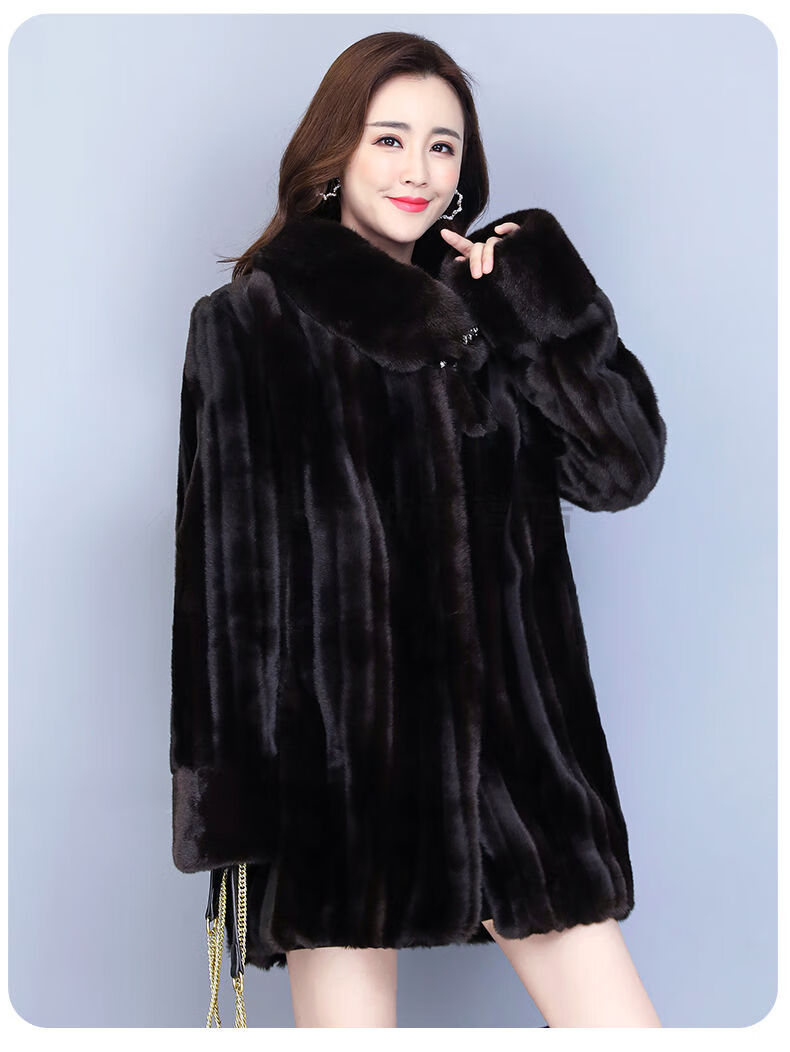 高端轻奢貂皮大衣女整貂海宁貂毛外套中长款女式仿皮草女冬季中老年