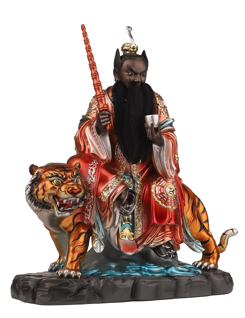 三漫陀龙虎山张天师神像摆件道教骑虎祖天师张道陵正一真人祖师爷 带