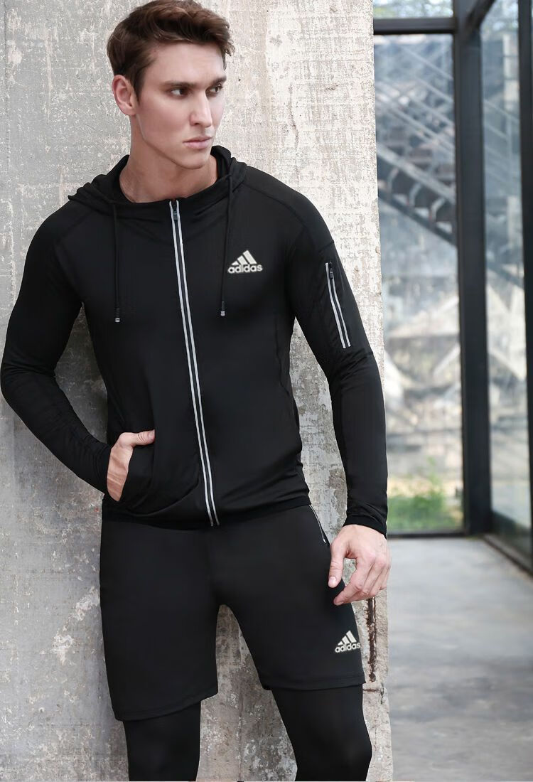 阿迪达斯 (adidas) 三叶草新品速干衣紧身衣裤健身运动服套装男跑步