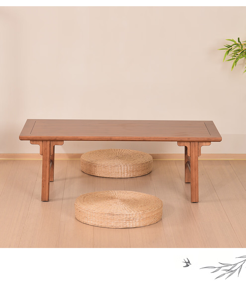 楠竹家具茶桌新中式小茶几阳台矮桌小型坐地桌子飘窗茶几桌 胡桃色