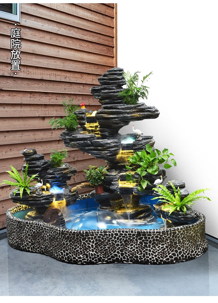 室外别墅花园庭院装饰鱼池落地摆件假山流水喷泉阳台鱼缸瀑布造景