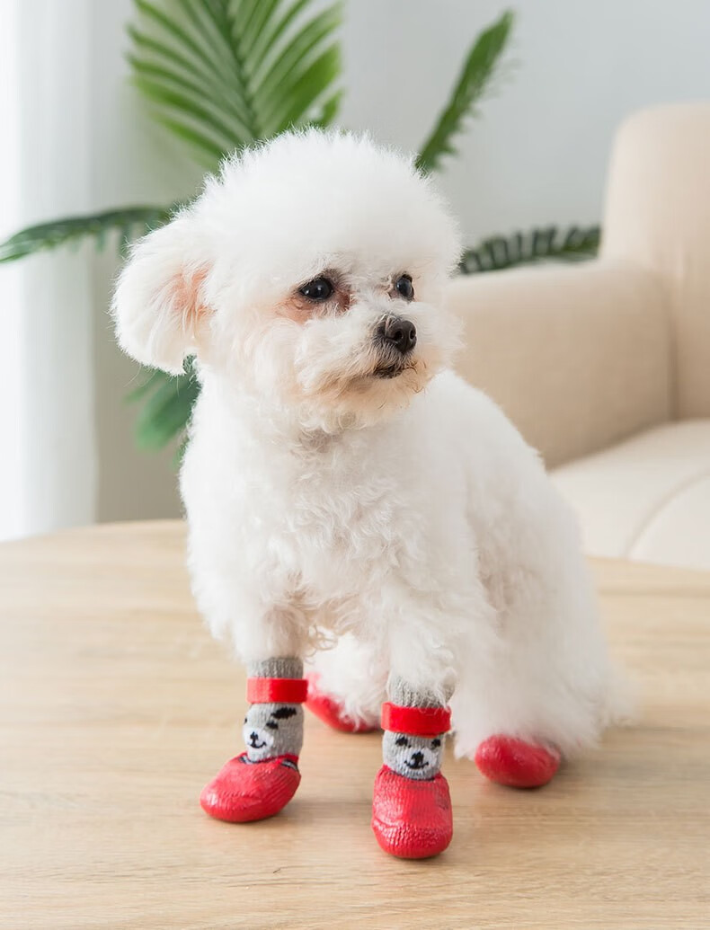 嬉皮狗宠物鞋袜塑胶防滑室内穿狗狗鞋袜防水蓝色m建议体重510斤