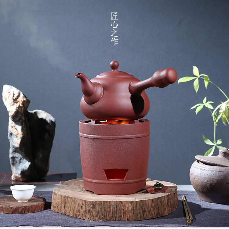 潮州红泥碳炉 炭炉煮茶炉红泥小火炉风炉煮茶器提梁壶潮州功夫茶道