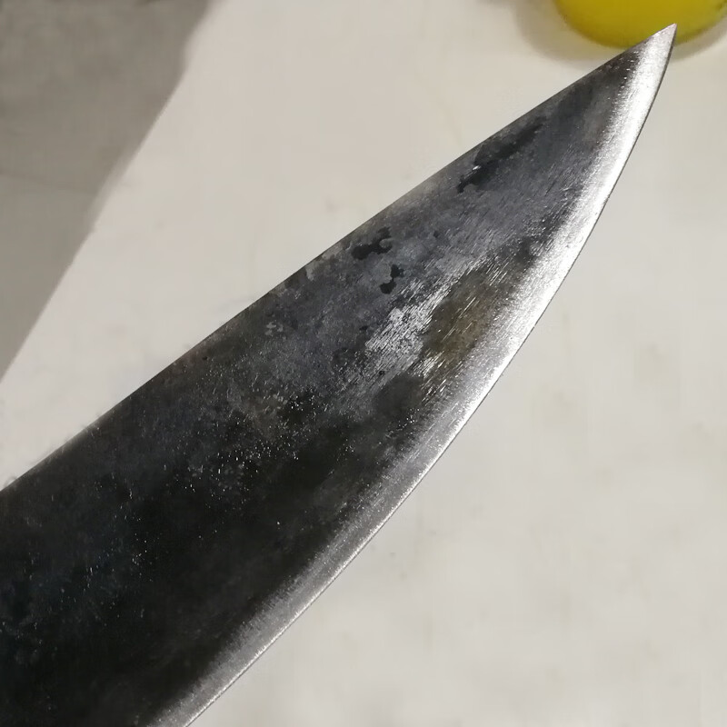 手工锻打夹钢商用屠夫老式猪肉档工具 抖音 杀羊刀(实木柄)