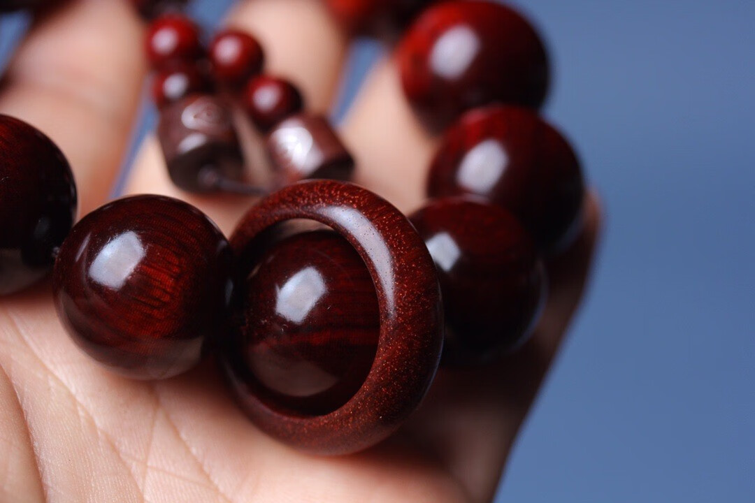 宾昔非洲小叶紫檀20佛珠手串雕刻龙头跑环创意紫檀木质文玩芭比檀2012