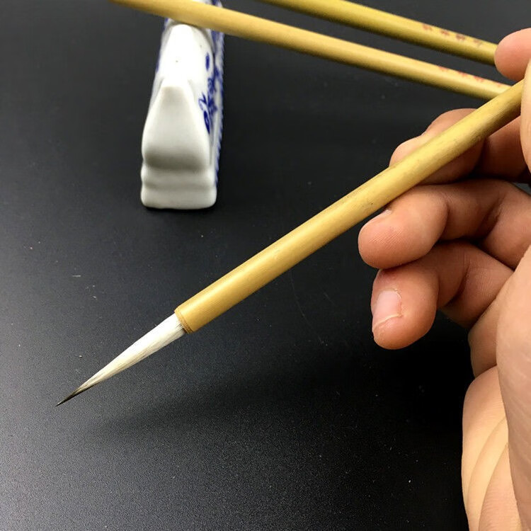 紫毫勾线毛笔 七紫三羊毛笔 描边描线国画学生专用好写毛笔 7紫3羊