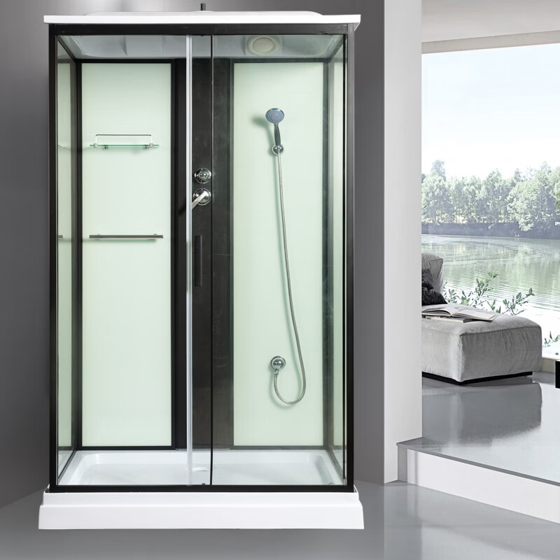 淋浴房一体带底座 厂家整体淋浴房长方形带底座一体封闭式洗澡房沐浴