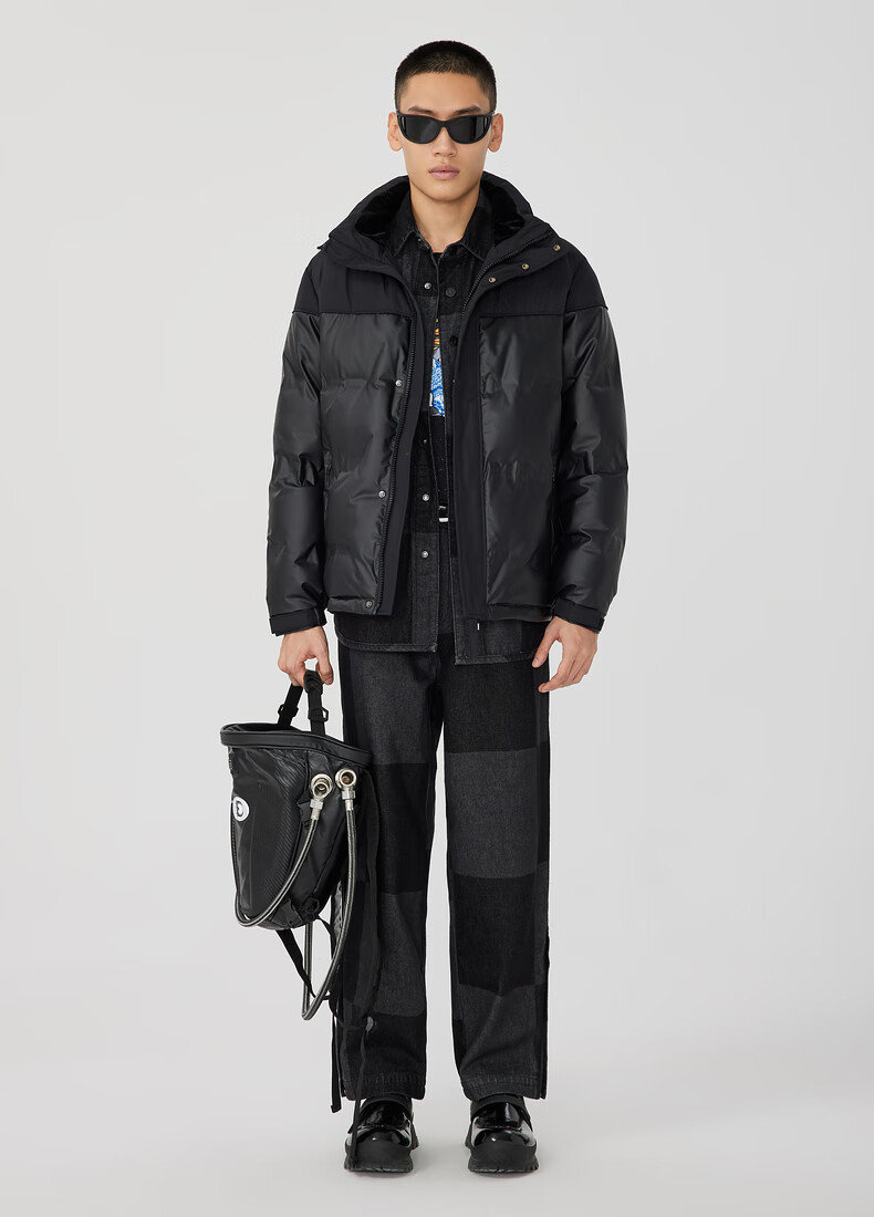 商场同款cabbeen/卡宾男装羽绒服3214141030可拆卸帽子外套拼接h 煤