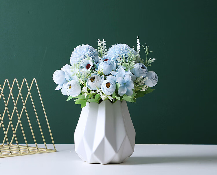 北欧风格折纸几何小花瓶客厅茶几插花陶瓷干花水培插花器摆件几何瓶