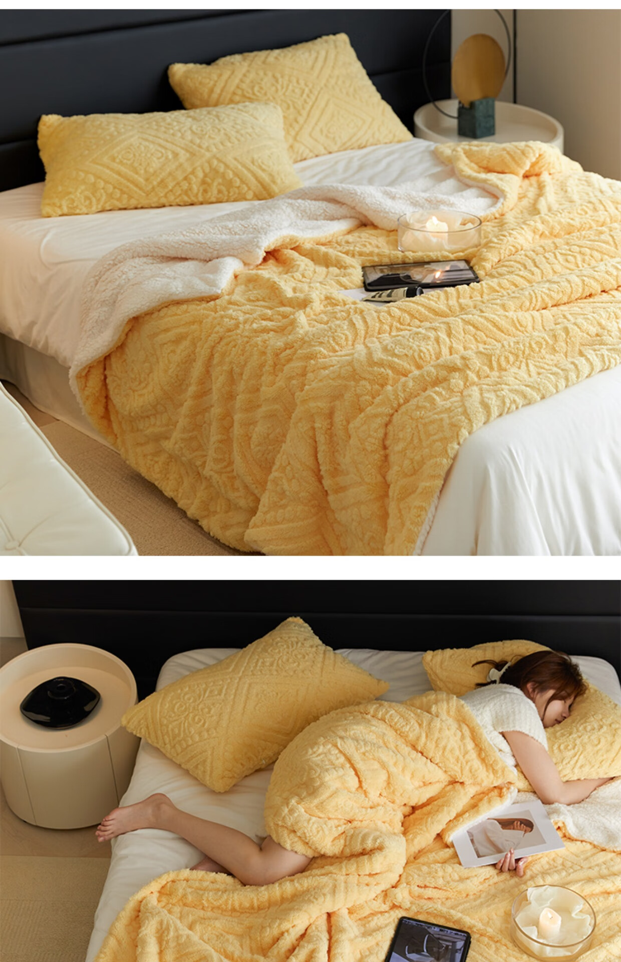 澳洲羊绒羊羔毛毯高级感慕斯绒毛毯加厚澳洲进口欧式提花羊羔绒毯子