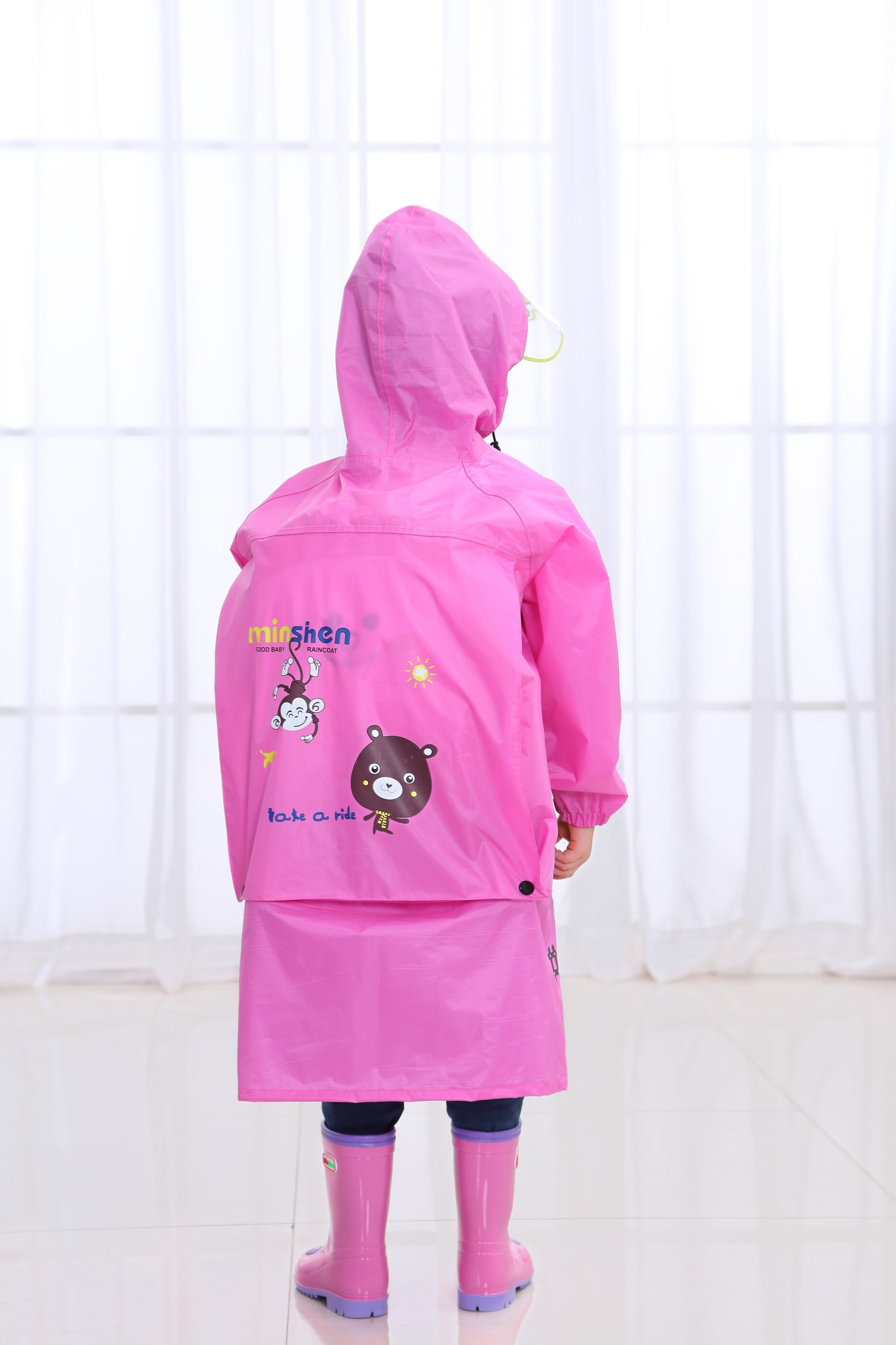 儿童雨衣小学生上学男童女童小孩幼儿园大童带书包位雨鞋套装雨披 小