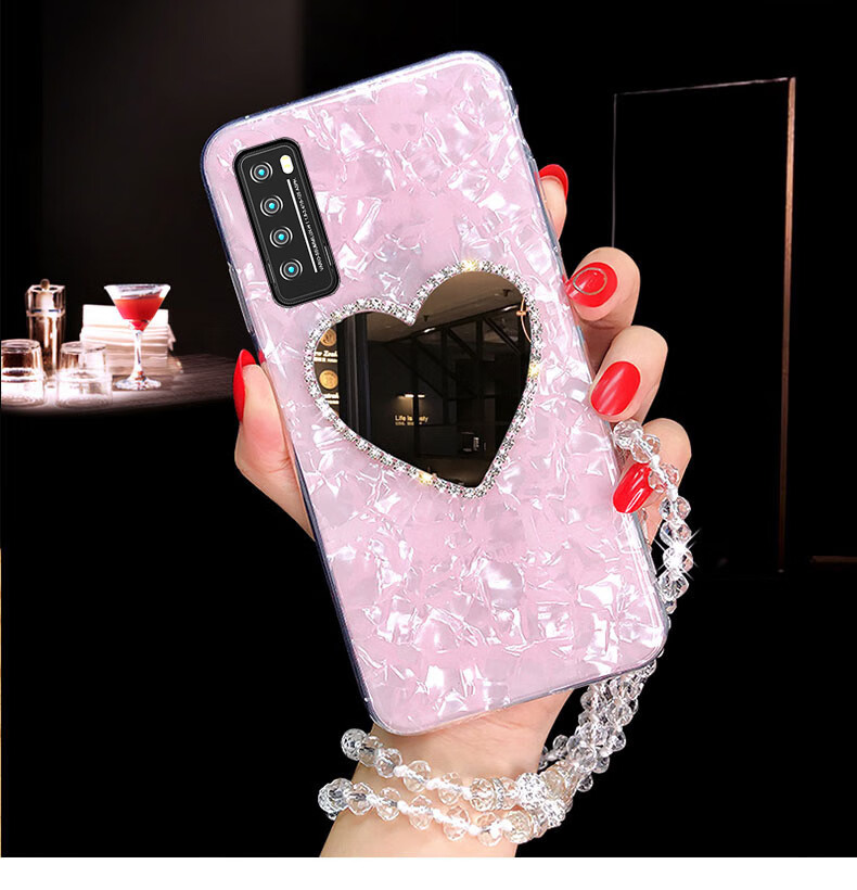 华为nova7手机壳75g带钻n7自拍镜子mova贝壳纹nave7女款网红novo7