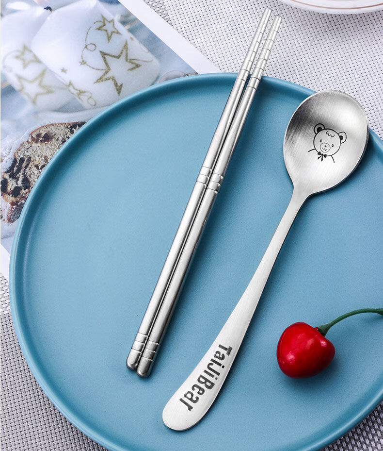 小学生餐具筷子勺子两件套卡通304不锈钢餐具勺筷2件套勺叉筷3件套