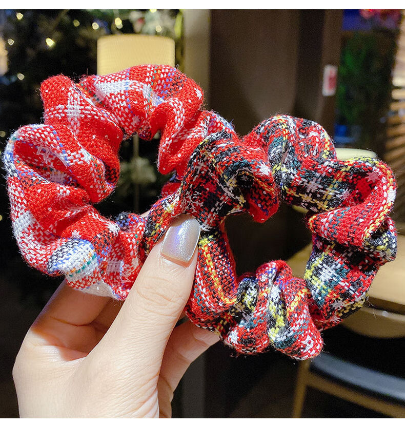 晟迈伦 圣诞节大肠发圈红色毛绒肥肠圈ins网红头绳女万圣节发绳皮筋