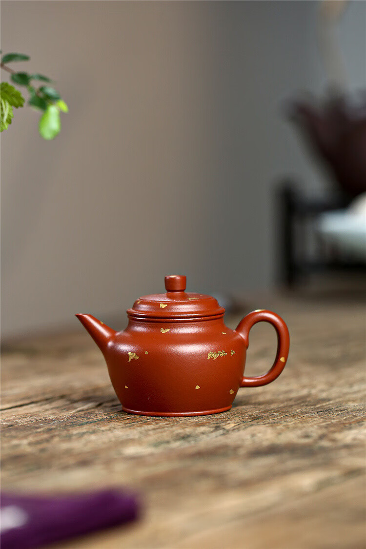 宜兴紫砂壶撒金朱泥小品潮汕家用功夫茶具人泡茶壶 降坡泥明炉【图片