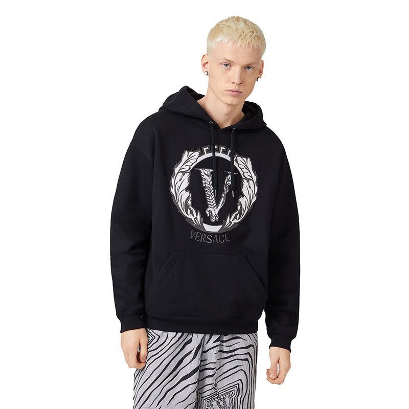versace范思哲男士卫衣棉质连帽衫a88016a236744a1008黑色预售xs