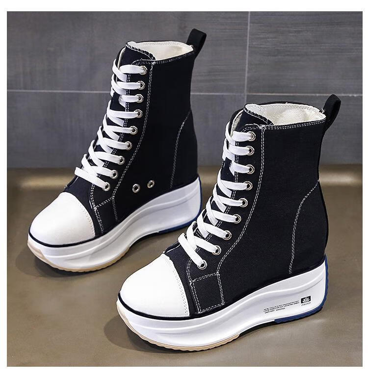 高帮马丁靴女夏季薄款百搭新款厚底内增高瘦瘦鞋网红透气短靴红色40