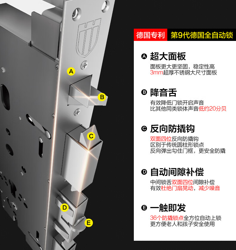 德盾德国专利超防撬安全门甲级防盗门进户门子母门智能密码锁自动锁可