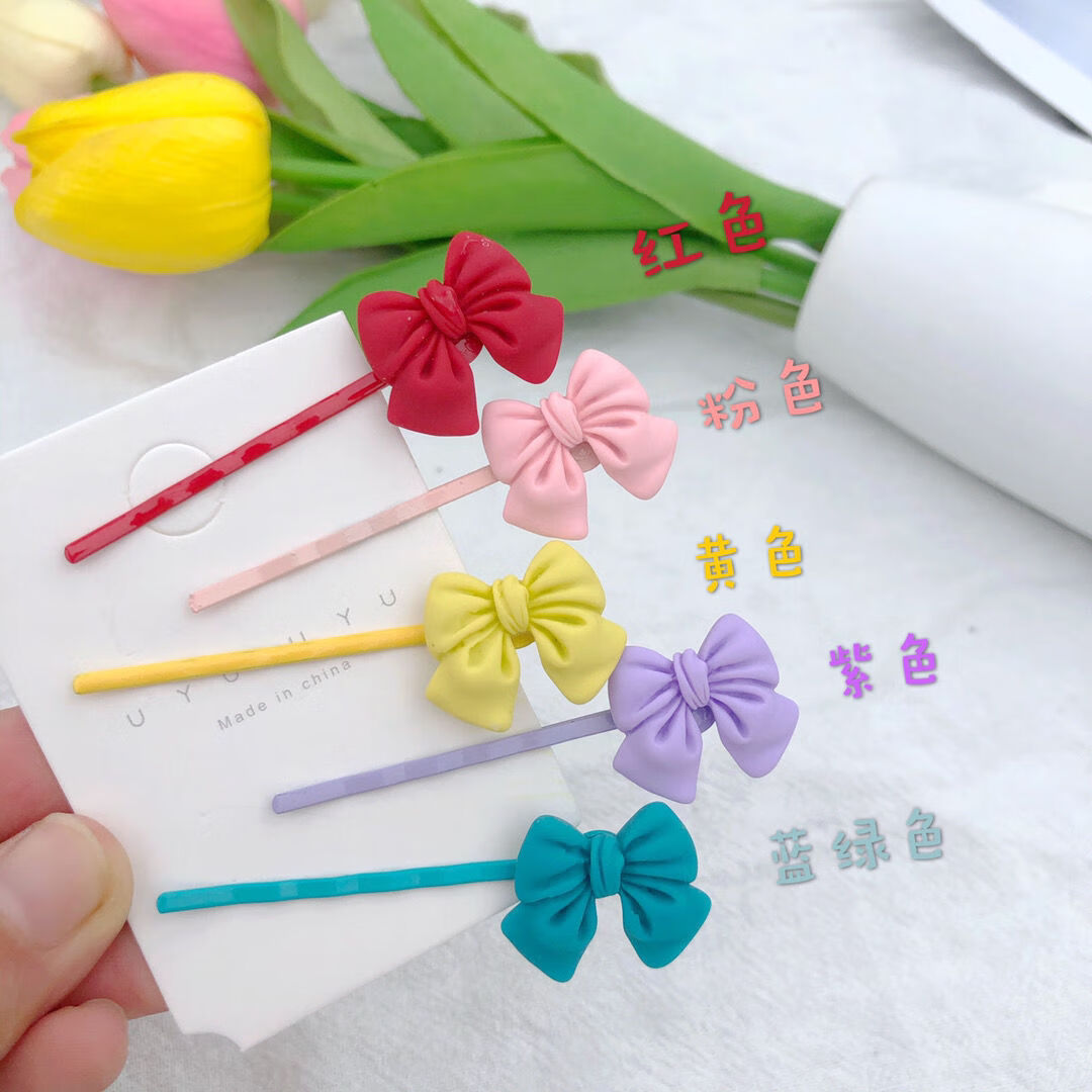 韩国ins少女彩色蝴蝶结一字夹简约网红刘海夹边夹发夹糖果色发饰蝴蝶